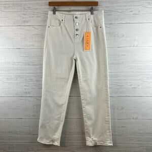 Risen Jeans NWT White Button Fly Mid Rise Tummy Control Size 32